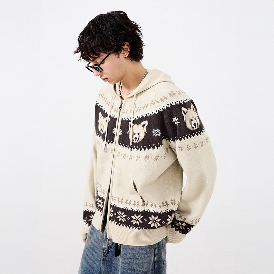 DMB1131-261 提花拉鍊外套 2WAY NORDIC JACQUARD HOODED ZIP UP