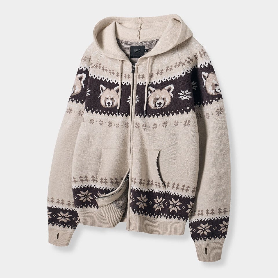 提花拉鍊外套 2WAY NORDIC JACQUARD HOODED ZIP UP