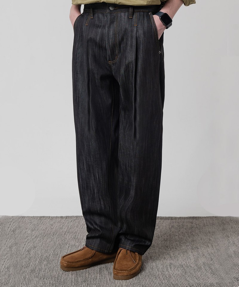 單寧牛仔長褲 SLUB ONE TUCK WIDE DENIM