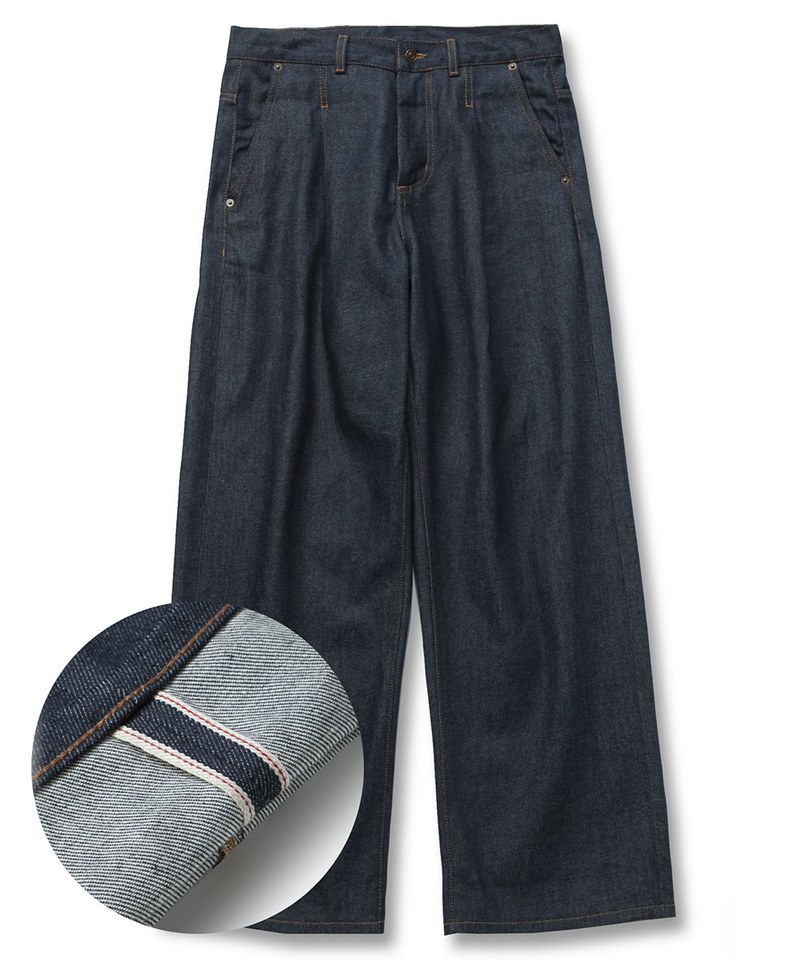 寬版打褶牛仔褲 WIDEFIT ONE TUCK SELVEDGE DENIM