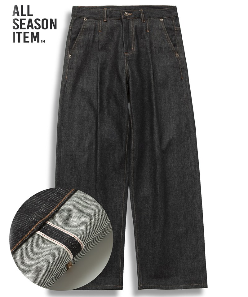 寬版打褶牛仔褲 WIDEFIT ONE TUCK SELVEDGE DENIM