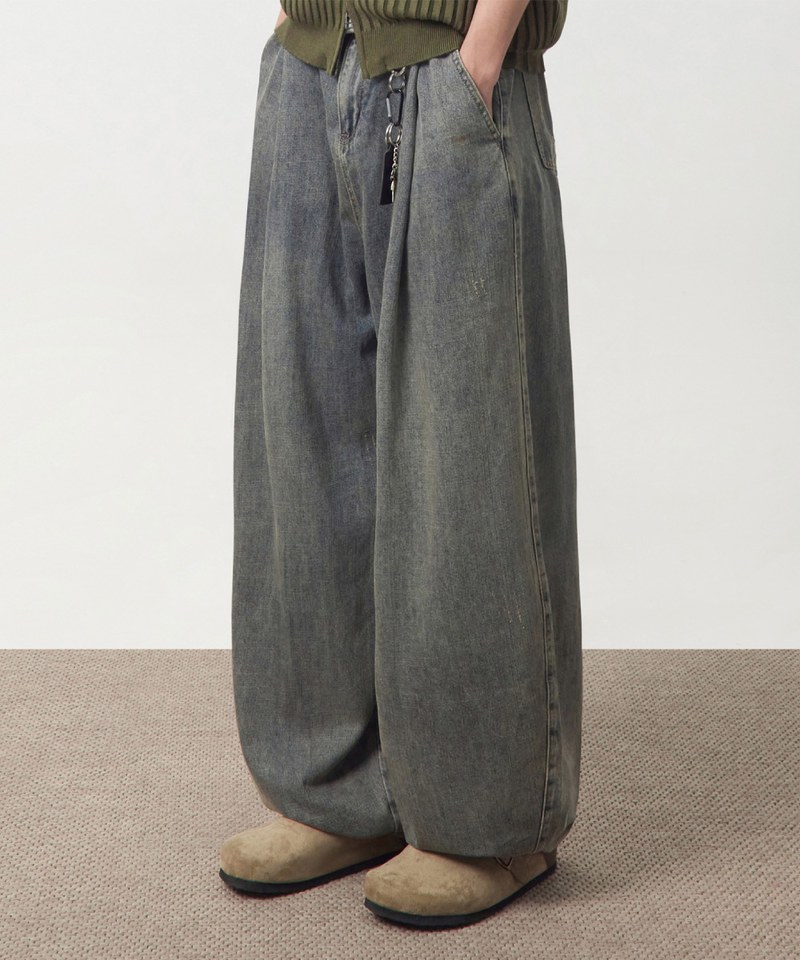DMB1411-251 弧形牛仔褲 LINEN-LIKE CURVED DENIM PANTS