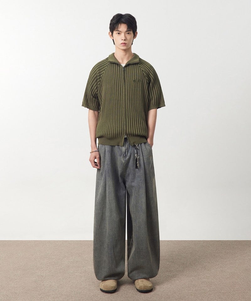 弧形牛仔褲 LINEN-LIKE CURVED DENIM PANTS