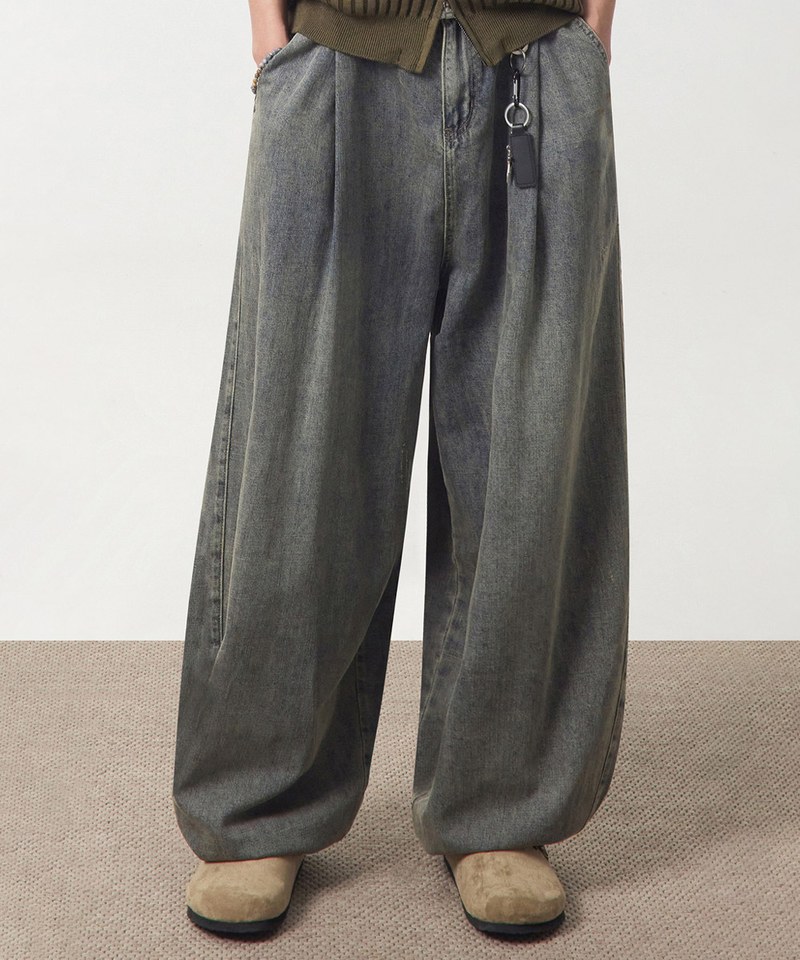 弧形牛仔褲 LINEN-LIKE CURVED DENIM PANTS
