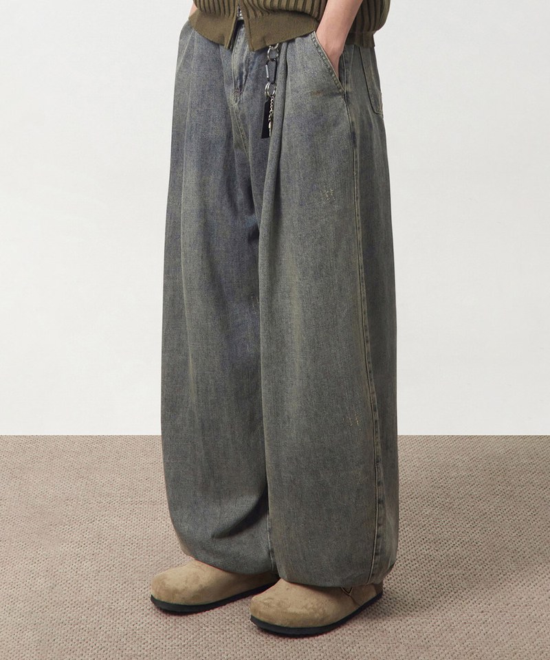 弧形牛仔褲 LINEN-LIKE CURVED DENIM PANTS