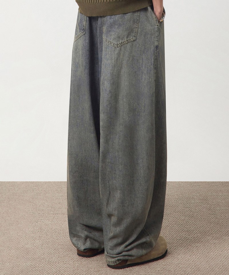 弧形牛仔褲 LINEN-LIKE CURVED DENIM PANTS