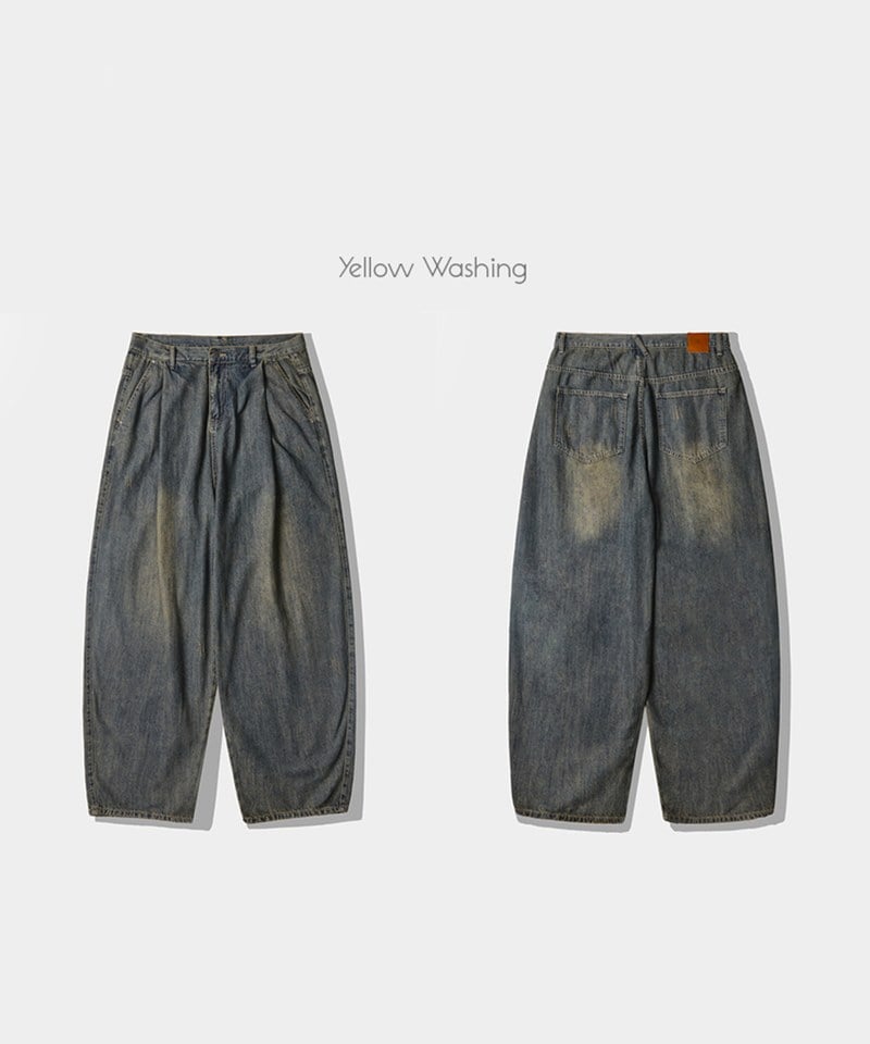 弧形牛仔褲 LINEN-LIKE CURVED DENIM PANTS