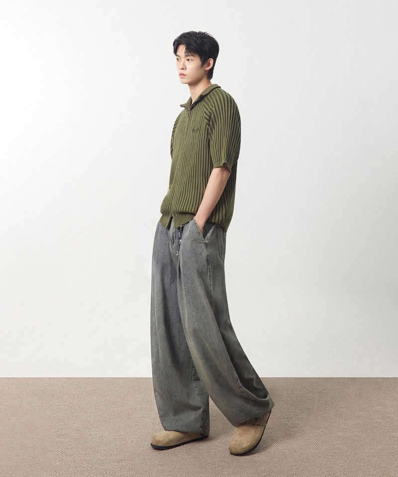 弧形牛仔褲 LINEN-LIKE CURVED DENIM PANTS