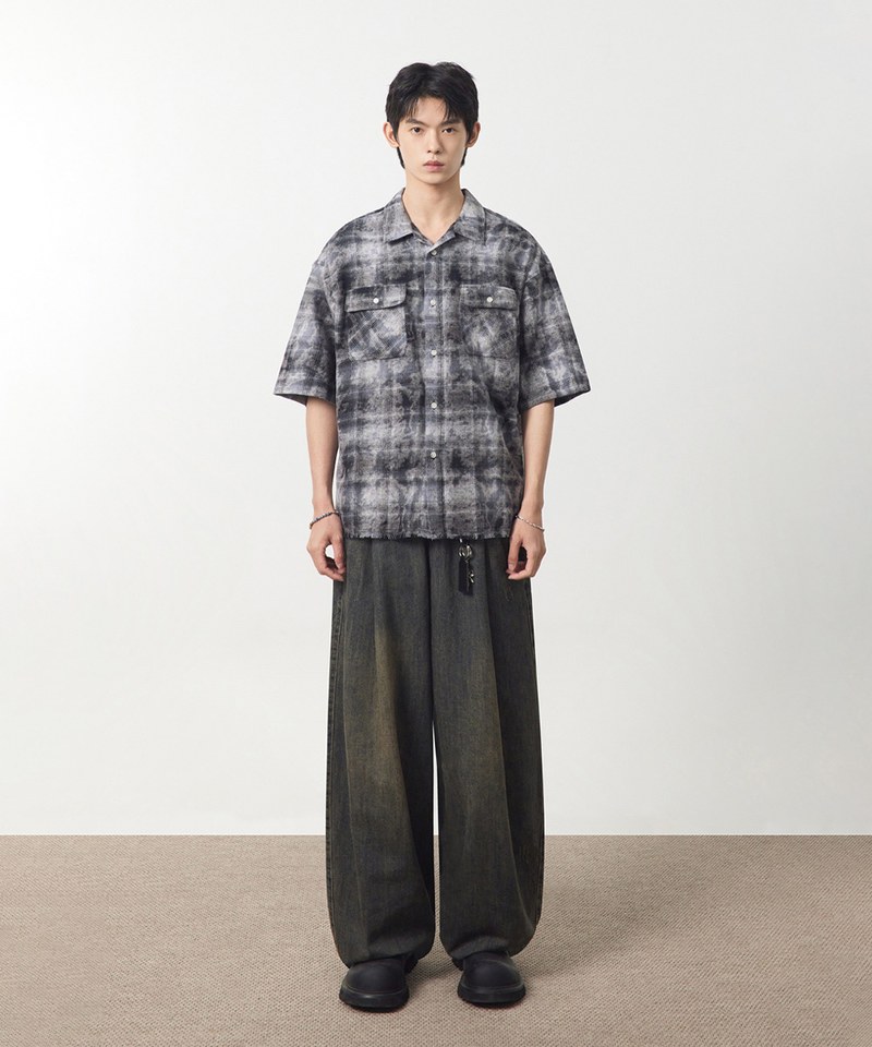 弧形牛仔褲 LINEN-LIKE CURVED DENIM PANTS