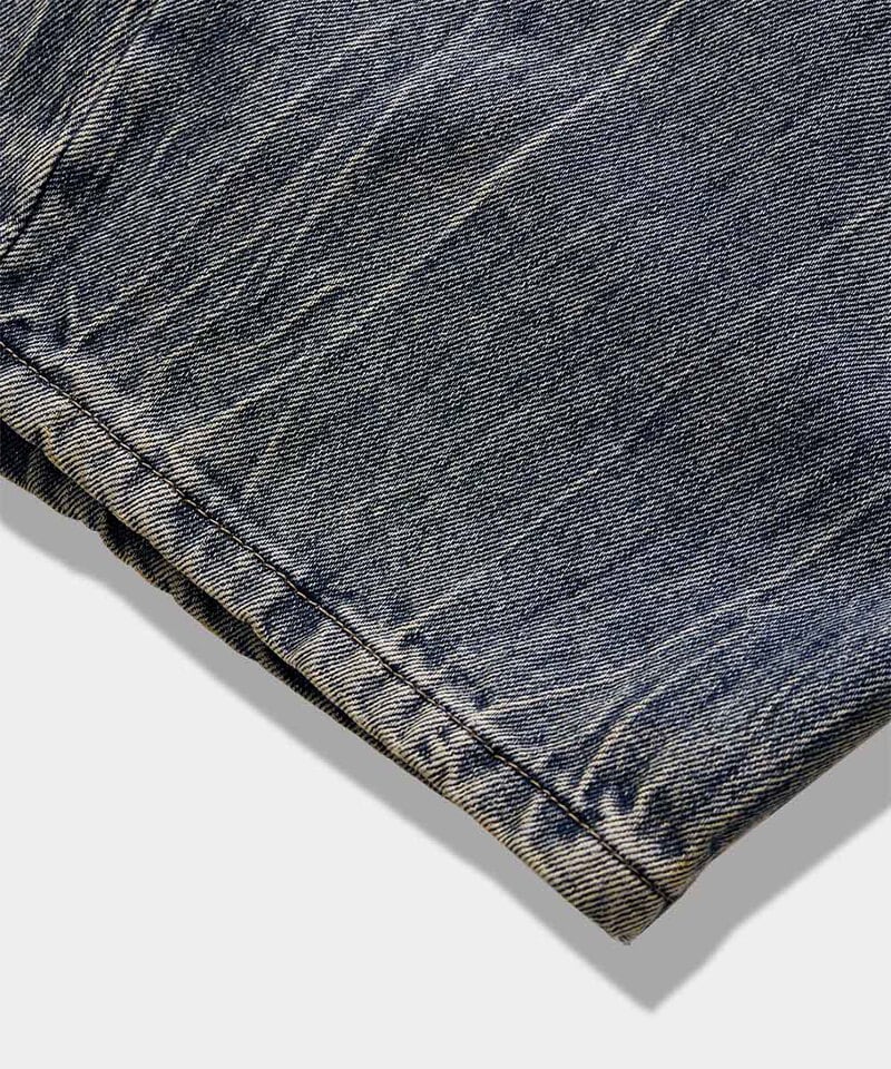 DMB1415-252 弧形水洗牛仔褲 ONE TUCK CURVED CREASE WASHING WIDE DENIM PANTS