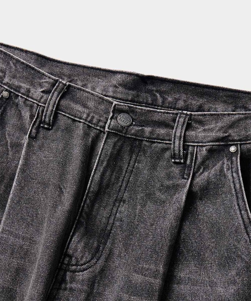 DMB1415-252 弧形水洗牛仔褲 ONE TUCK CURVED CREASE WASHING WIDE DENIM PANTS