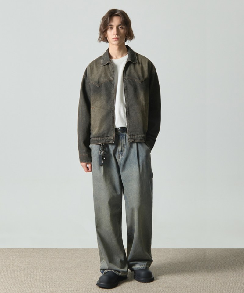 水洗牛仔寬褲 BIO WASHING WIDE CARPENTER DENIM PANTS