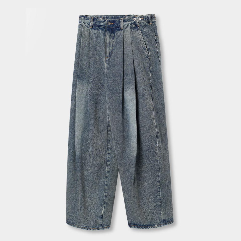 雙褶寬版丹寧褲 ADJUST TWO TUCK WIDE SLACKS_DENIM