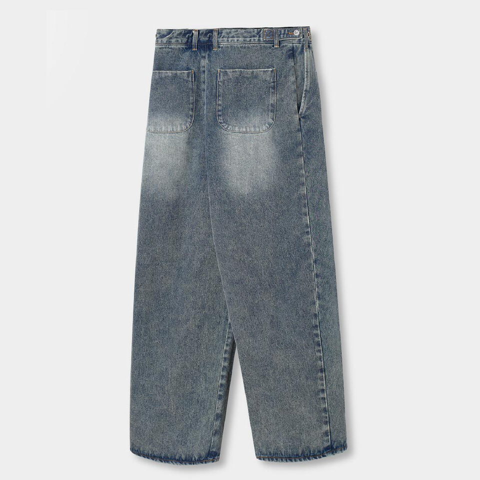 雙褶寬版丹寧褲 ADJUST TWO TUCK WIDE SLACKS_DENIM