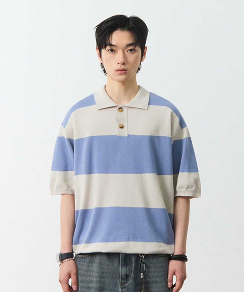 DMB3601-251 條紋橄欖球衫 STRIPE RUGBY HALF KNIT