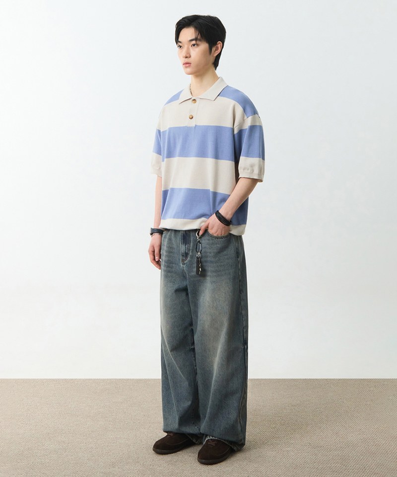 DMB3601-251 條紋橄欖球衫 STRIPE RUGBY HALF KNIT