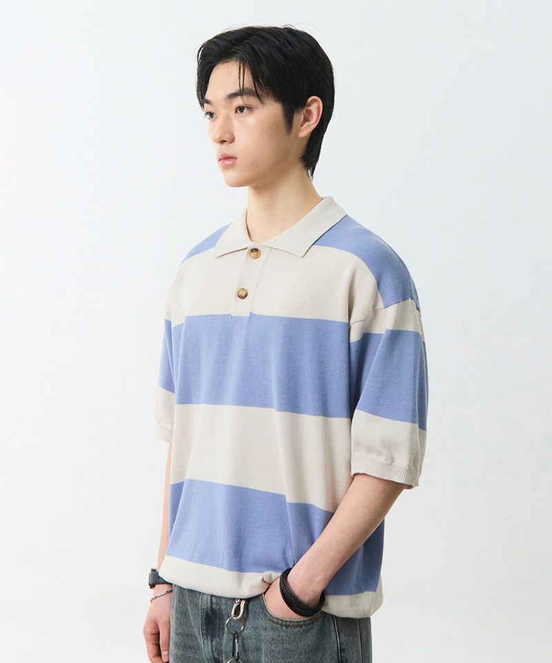 DMB3601-251 條紋橄欖球衫 STRIPE RUGBY HALF KNIT