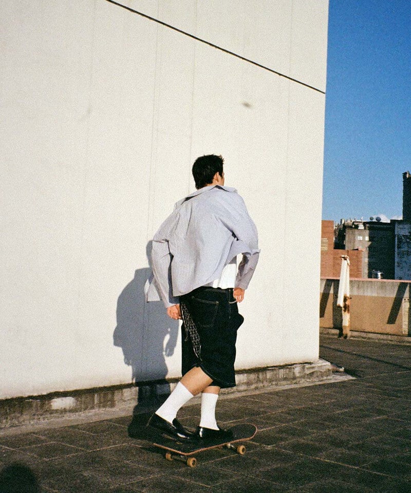ESC9901-252 拼接打褶直條襯衫 PANELLED STRIPE SHIRT