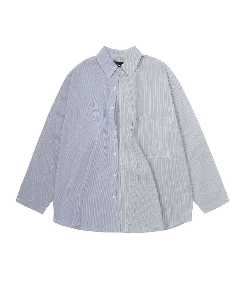 ESC9901-252 拼接打褶直條襯衫 PANELLED STRIPE SHIRT