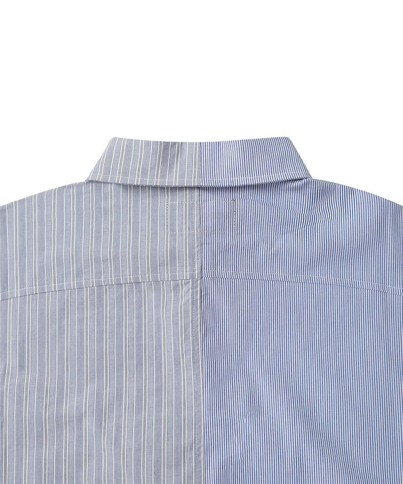 ESC9901-252 拼接打褶直條襯衫 PANELLED STRIPE SHIRT