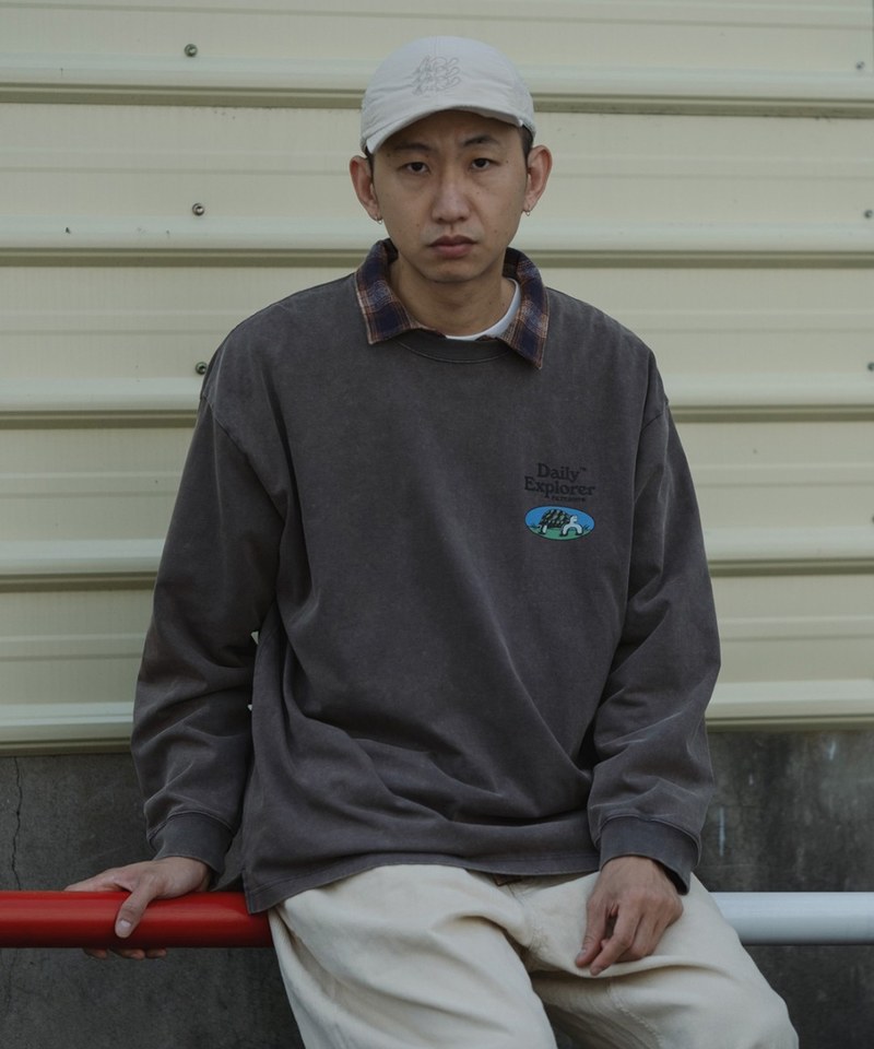 日常探尋者系列-烏龜圖像洗舊長Tee