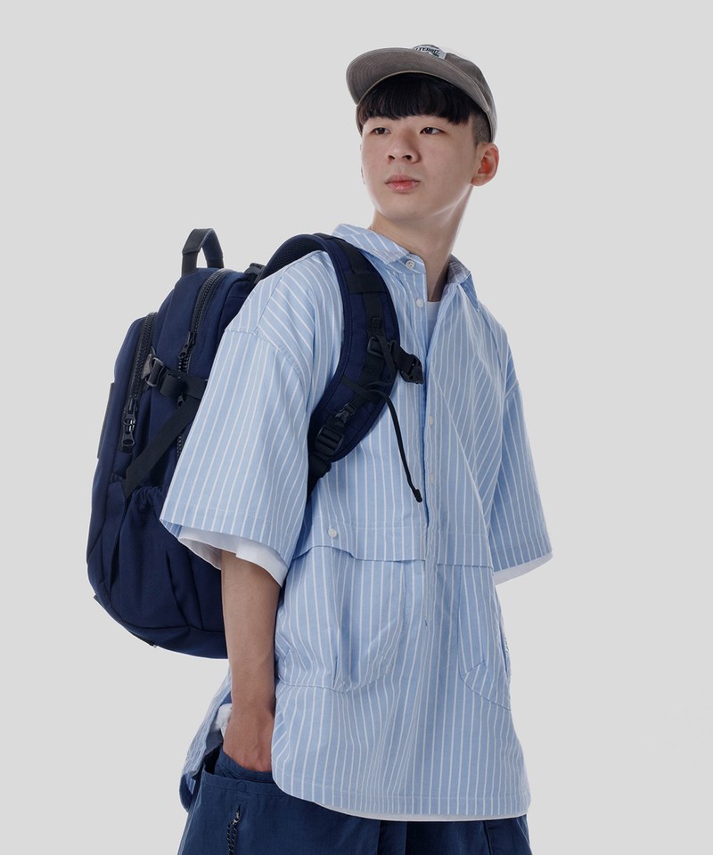 牛津拼接半開襟短袖襯衫 Oxford Pocket Spliced Half-Button shirt