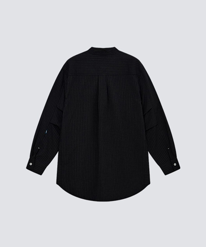 FUM圓領深灰條子恤衫