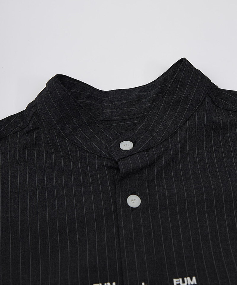 FUM圓領深灰條子恤衫