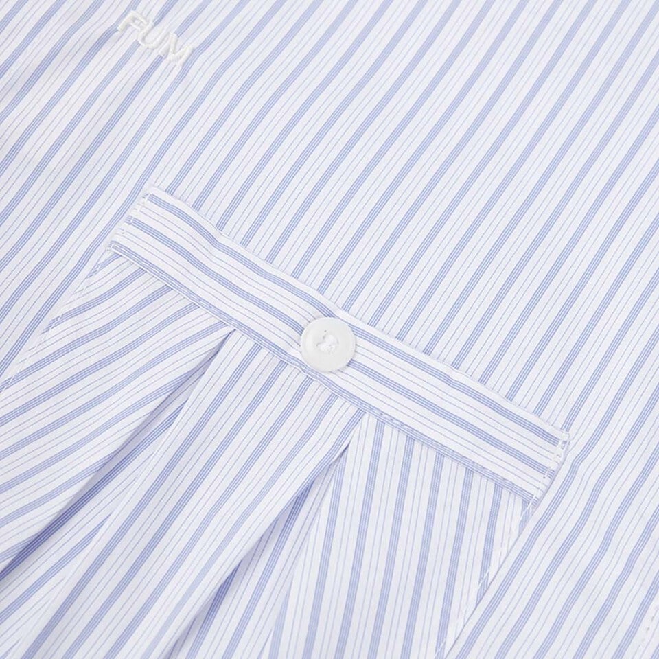 藍白拼接條子恤衫