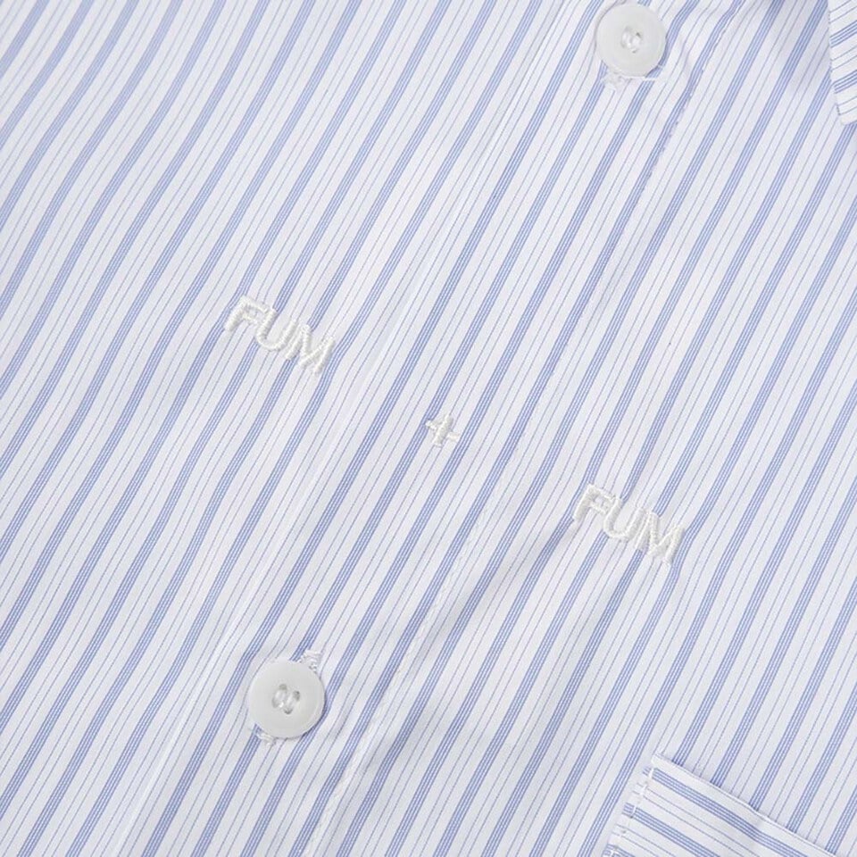 藍白拼接條子恤衫