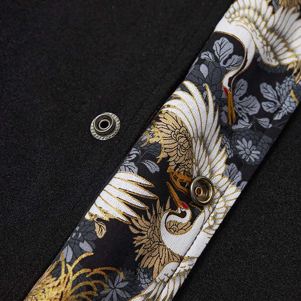 東京散步白鶴皮拼袖棒球外套