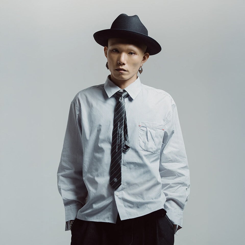 FMB99202-261 短版條子恤衫