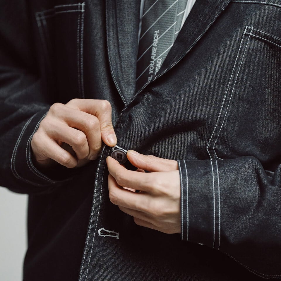 短版牛仔西裝外套