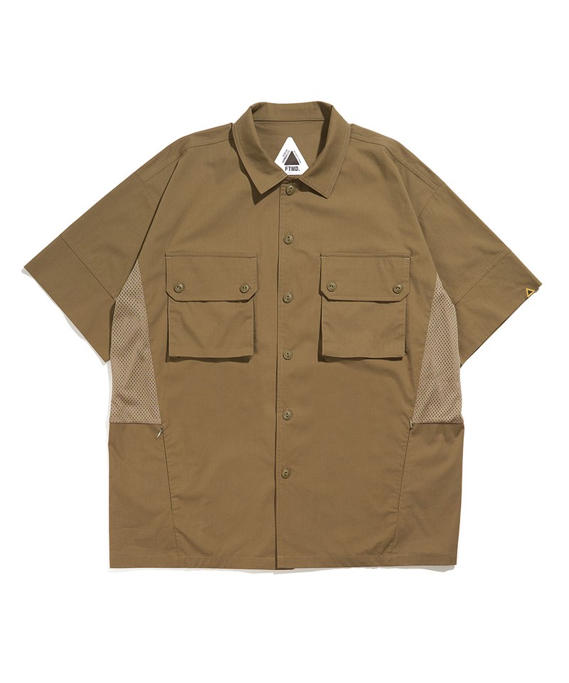 側邊拼接襯衫 Mesh Relax Shirt