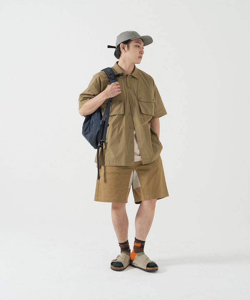 側邊拼接襯衫 Mesh Relax Shirt