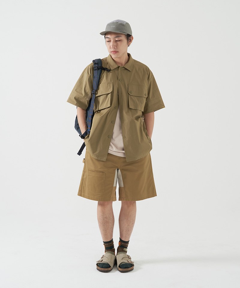 側邊拼接襯衫 Mesh Relax Shirt