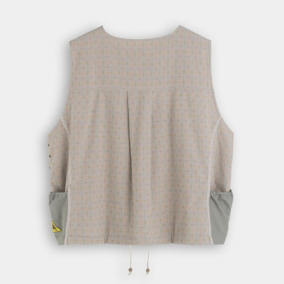 無領拼接背心 Collarless Patchwork Vest