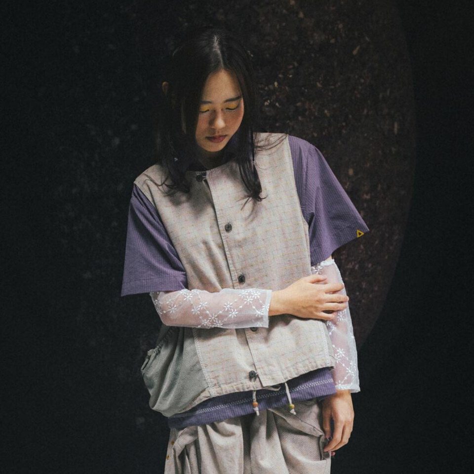 無領拼接背心 Collarless Patchwork Vest