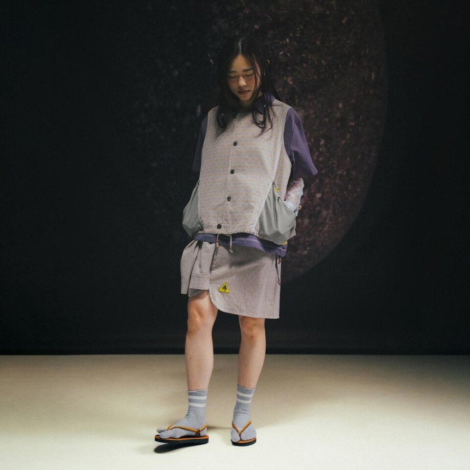 無領拼接背心 Collarless Patchwork Vest