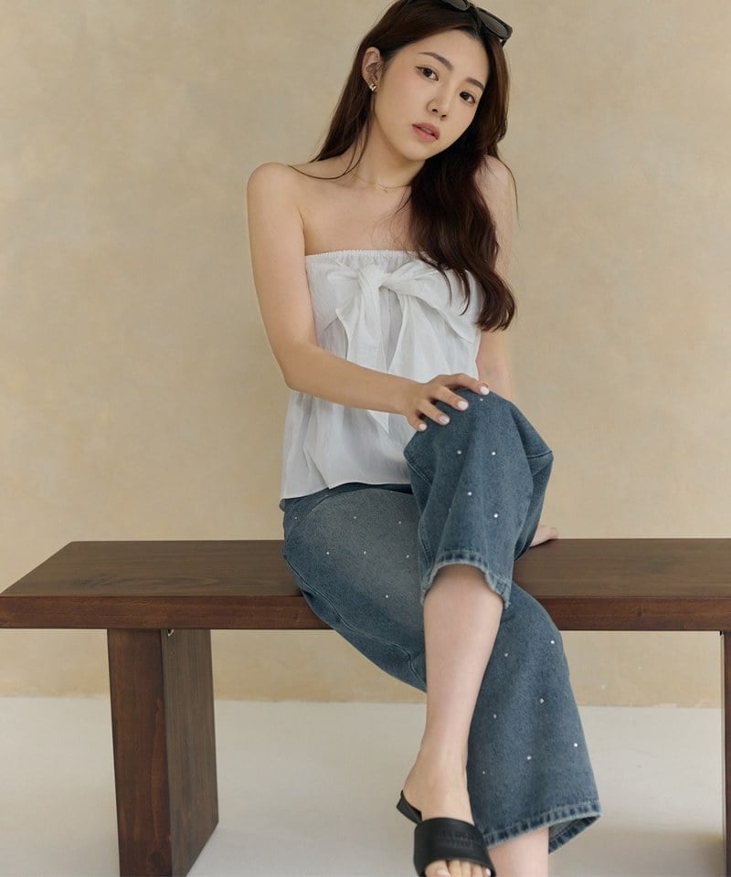 GTN9905-251 guten made 低調閃閃寬版九分直筒牛仔褲