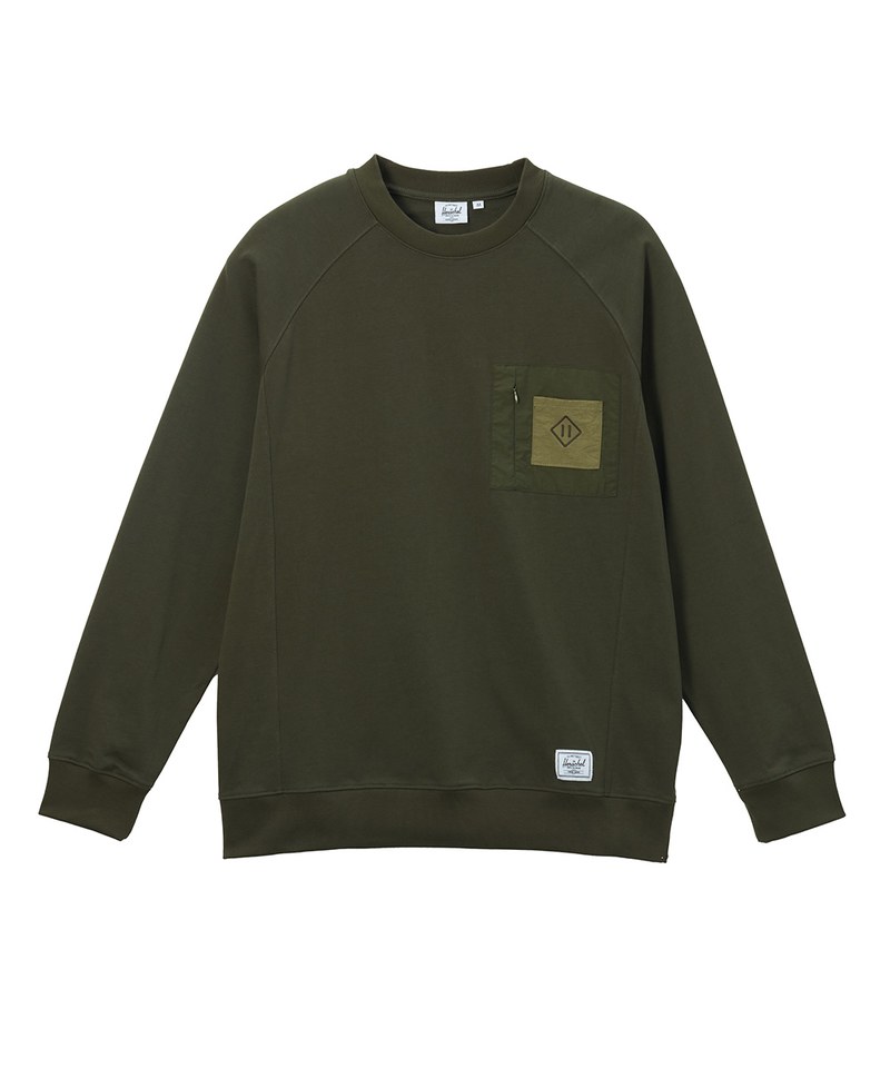中性拉克蘭袖拼布口袋大學Tee