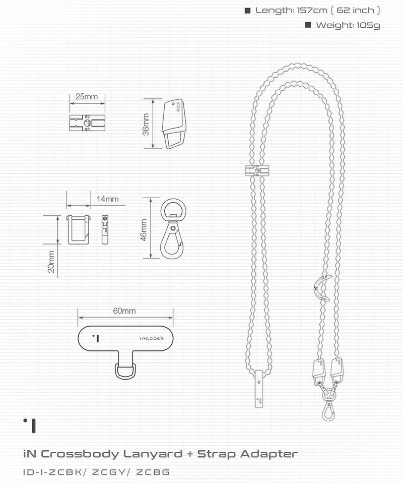 手機掛繩＊手機夾片 iN Crossbody Lanyard＊Strap Adapter