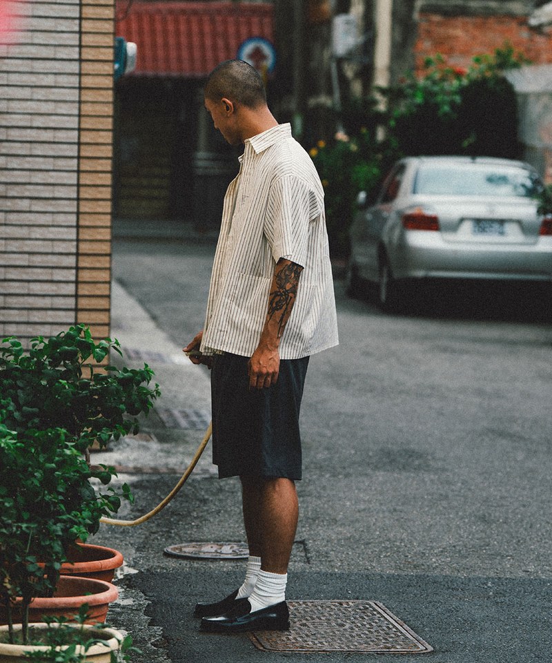 KFK0204-251 KFK 防潑水耐皺條紋襯衫 SS Side Pocket Shirt