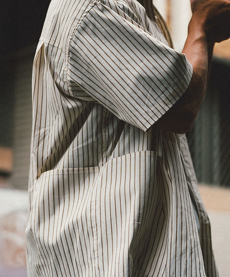 KFK0204-251 KFK 防潑水耐皺條紋襯衫 SS Side Pocket Shirt