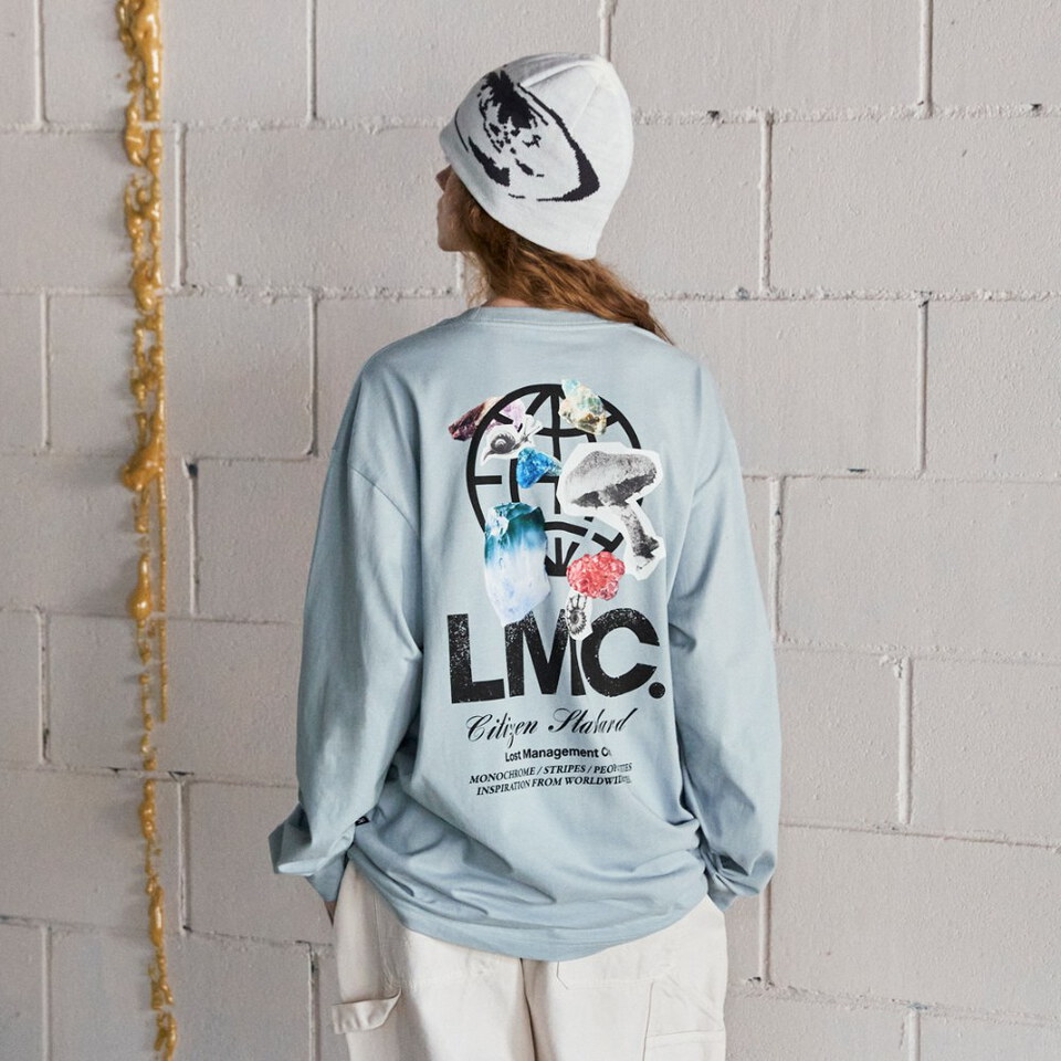地球圖像長TEE STONE GLOBE LONG SLV TEE