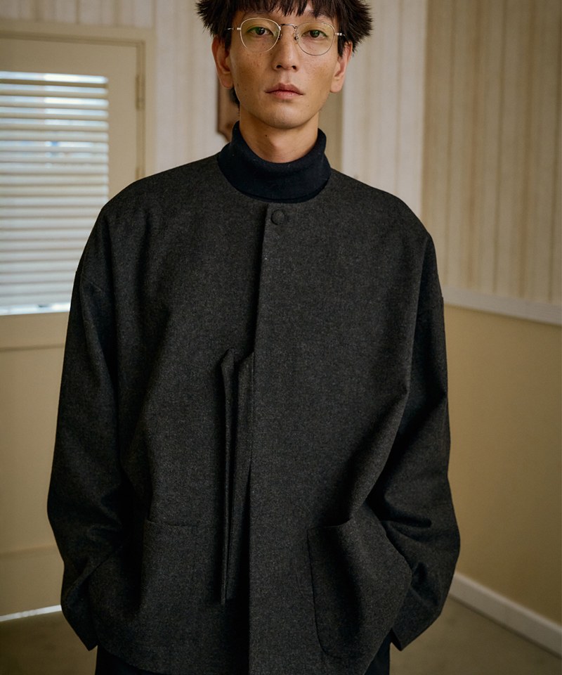 MLN1101-252 羊毛繫帶外套 unisex wool loop jacket