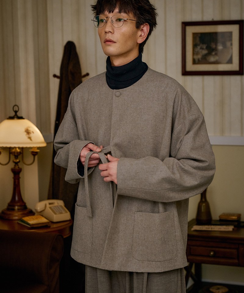 羊毛繫帶外套 unisex wool loop jacket