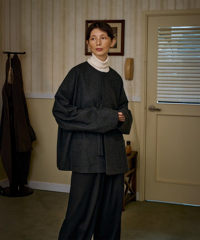 羊毛繫帶外套 unisex wool loop jacket