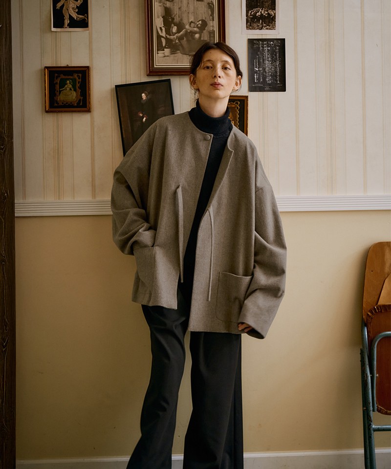 羊毛繫帶外套 unisex wool loop jacket