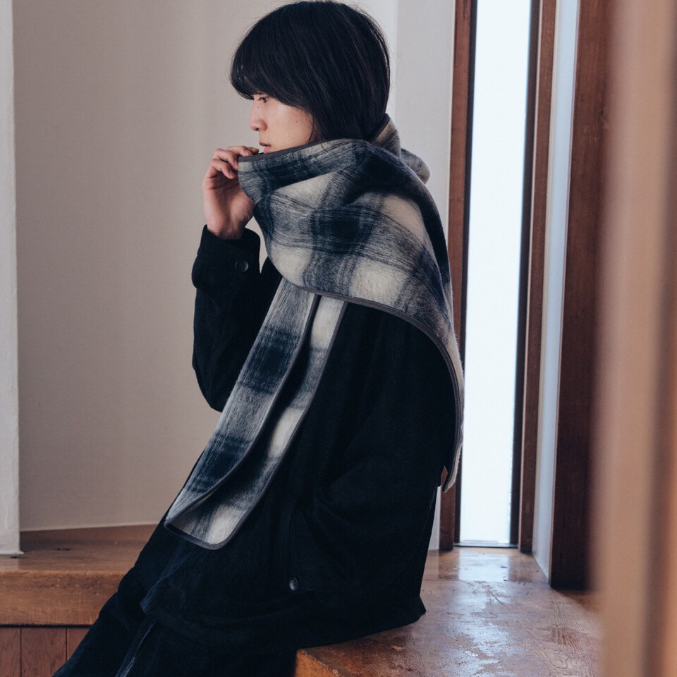 MLN1104-262 格紋大衣 unisex check alpaca coat